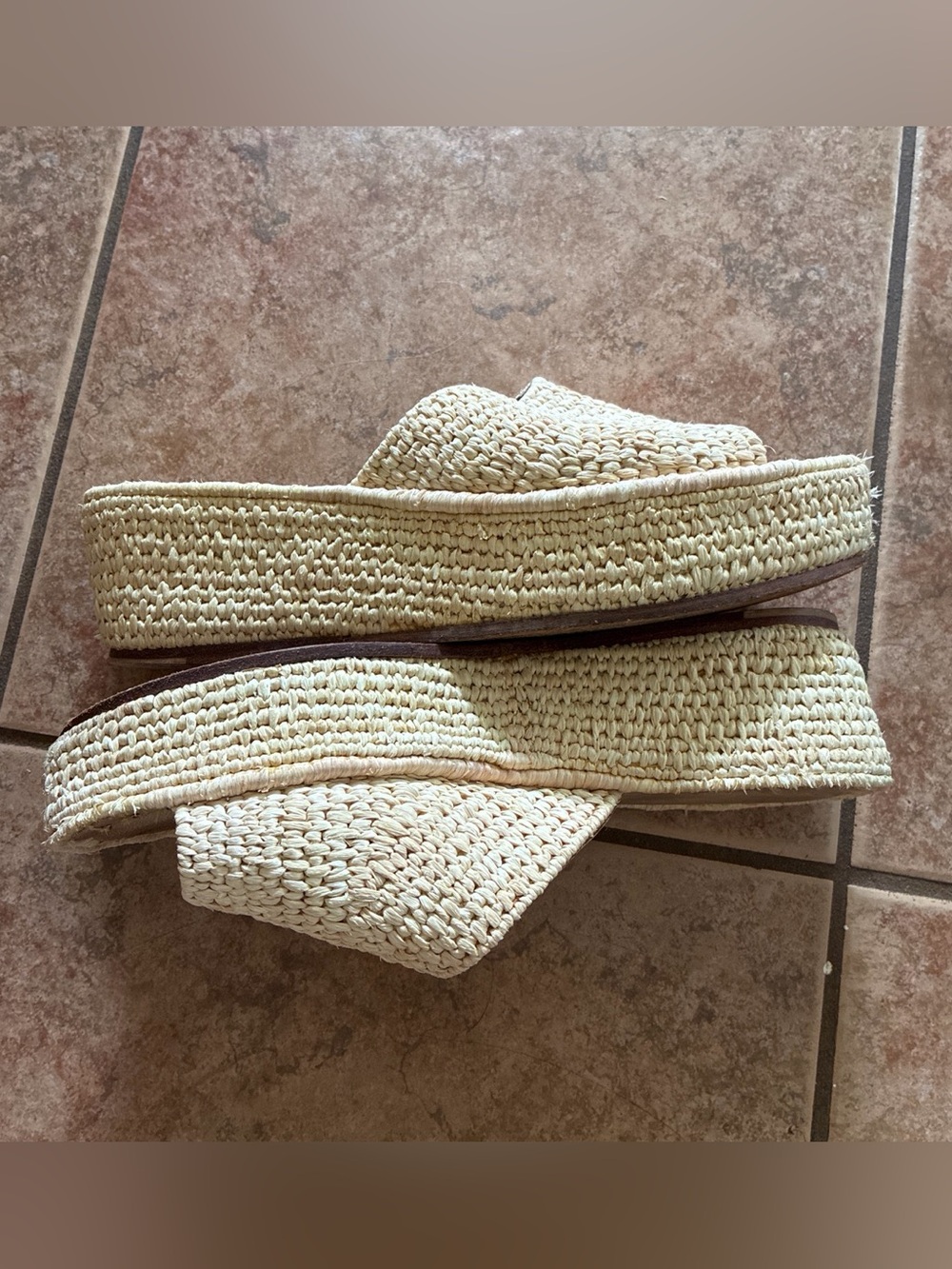 Vintage y2k Woven Espadrille Platform Slide Sandals in Natural - Picture 5 of 9